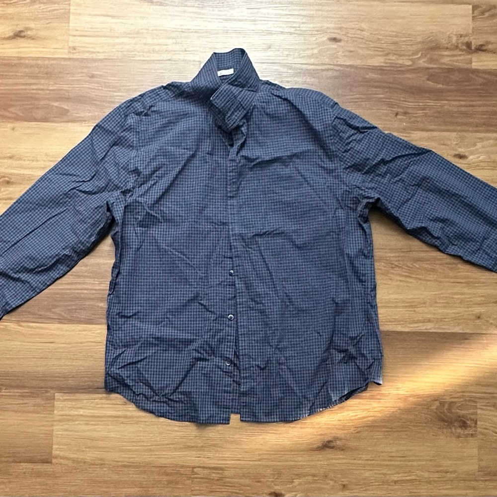 Calvin Klein Navy Checkered Casual Shirt